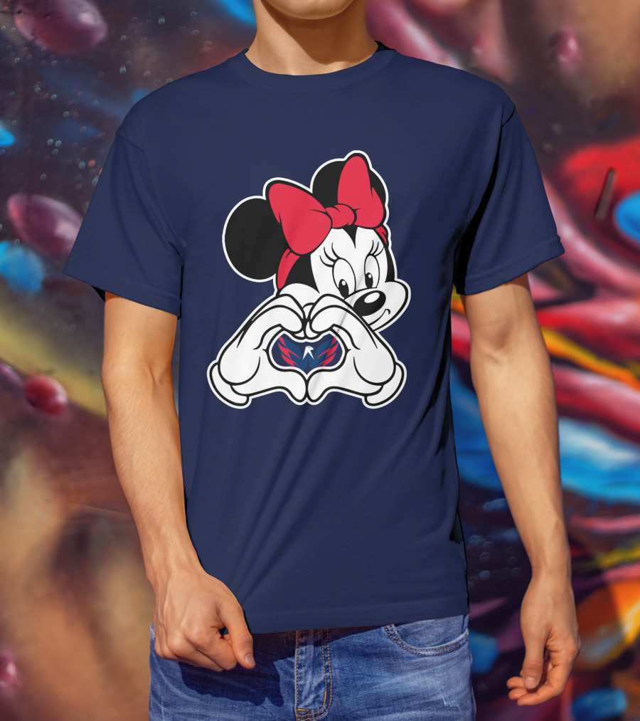 Minnie Mouse Heart Hands Washington Capitals T-Shirt