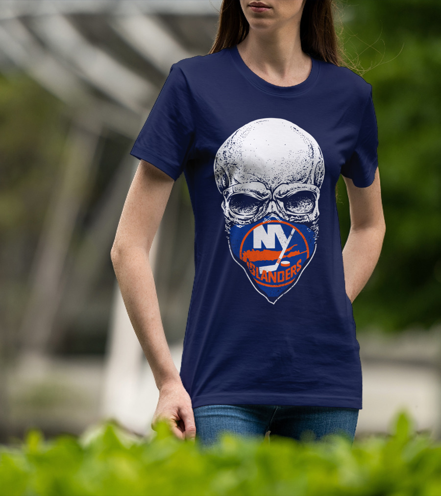 Ny Islanders Skull Logo Hockey Fan T-Shirt