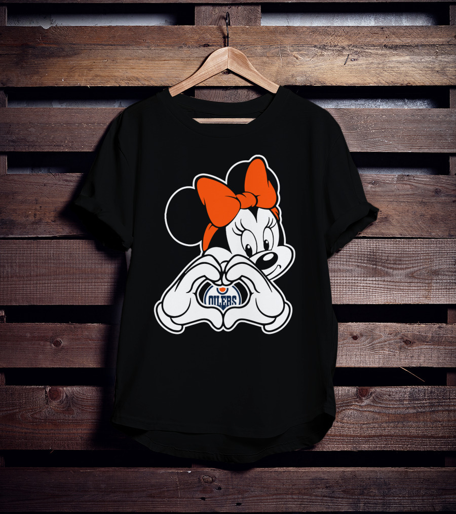 Edmonton Oilers Minnie Mouse Heart Hands T-Shirt