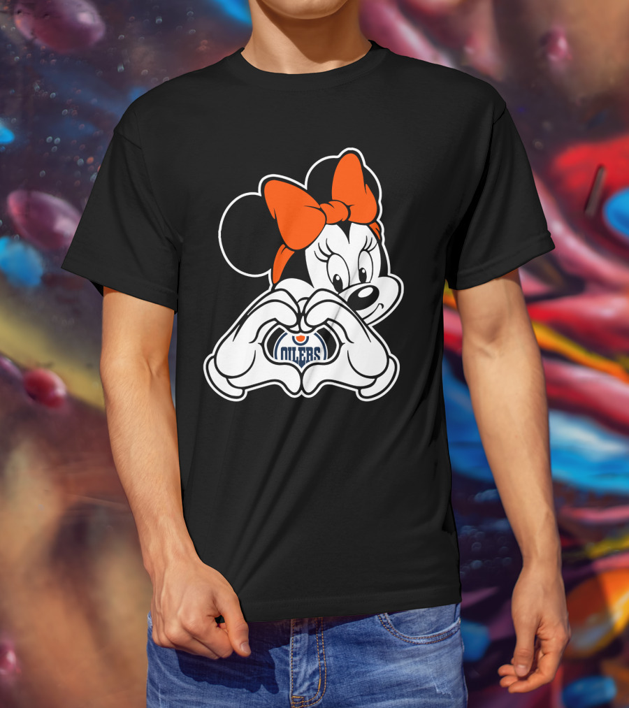 Edmonton Oilers Minnie Mouse Heart Hands T-Shirt