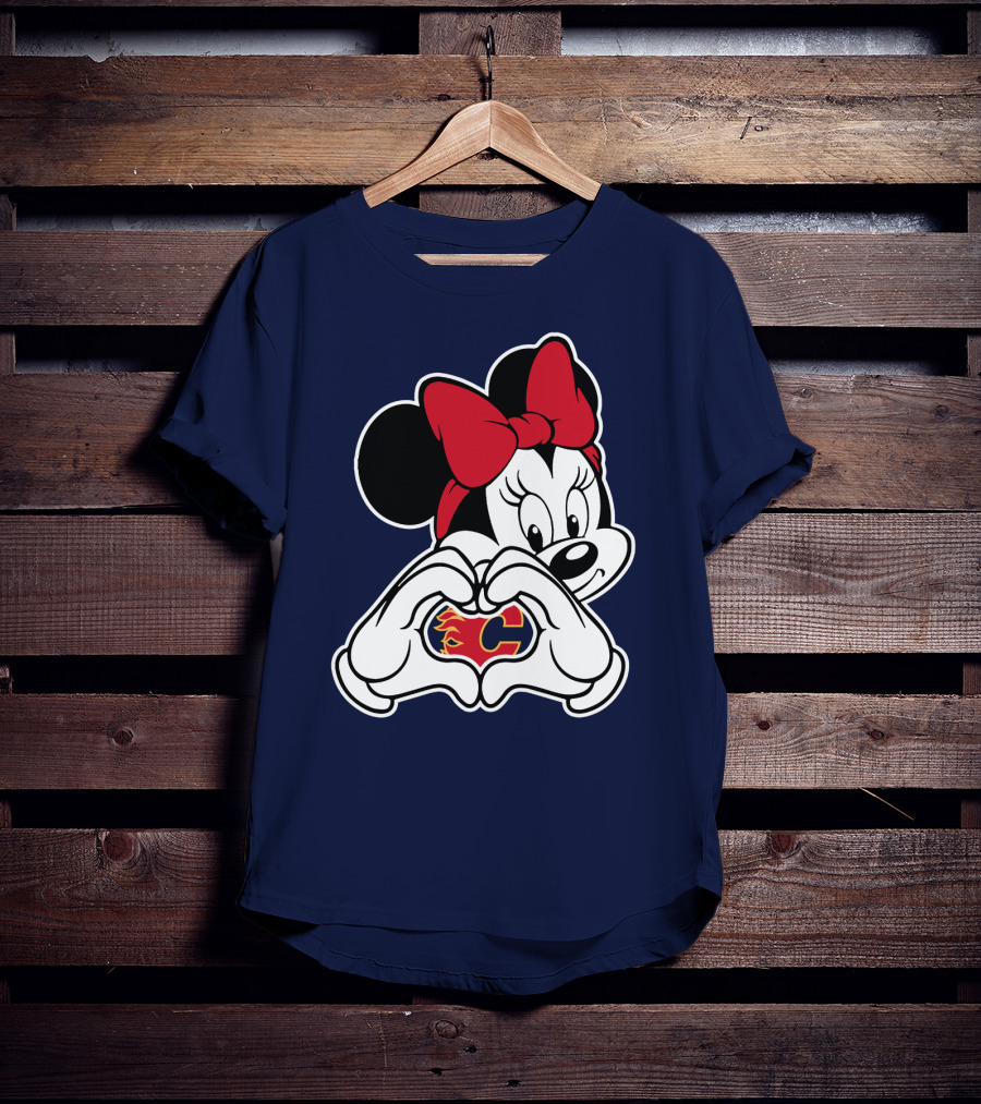 Minnie Heart Hands Calgary Flames T-Shirt