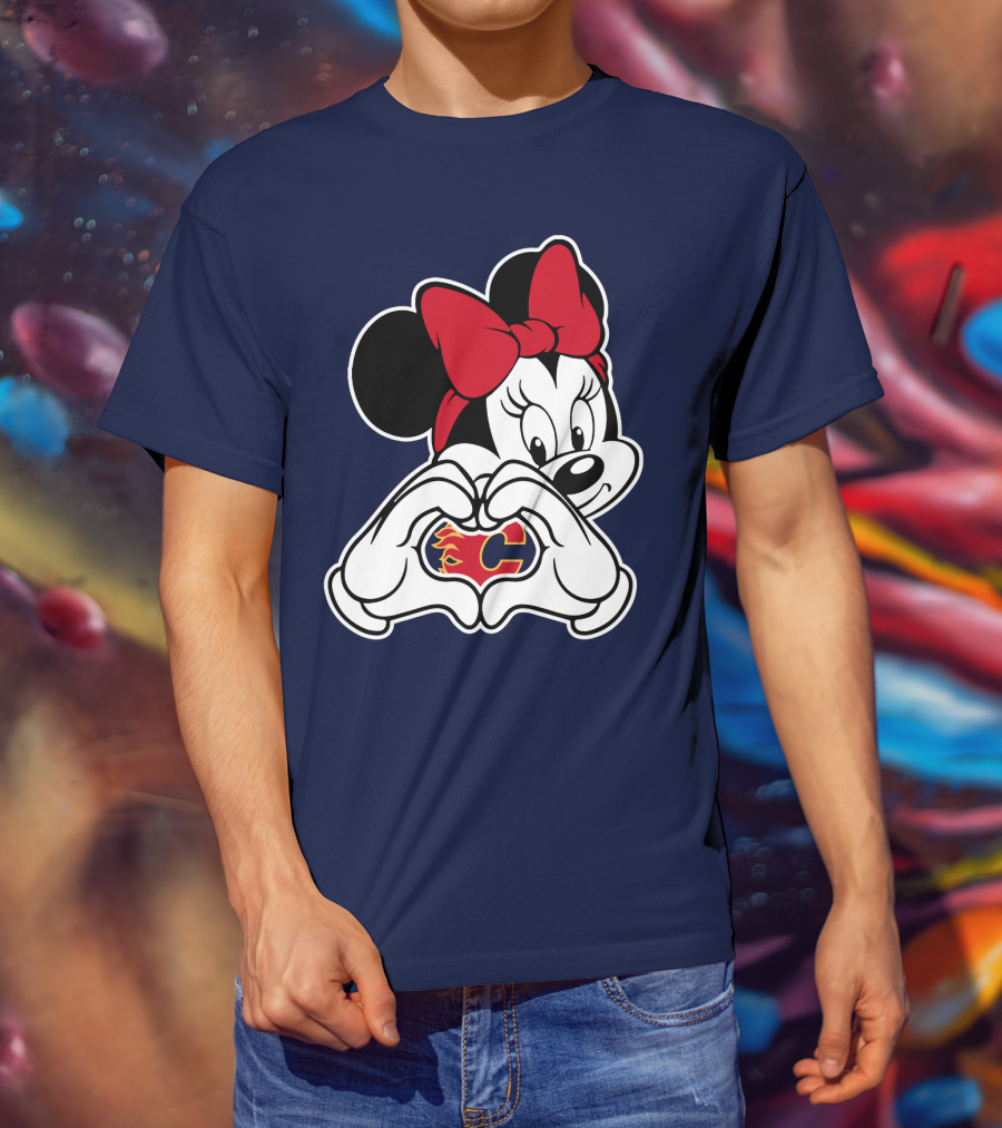Minnie Heart Hands Calgary Flames T-Shirt
