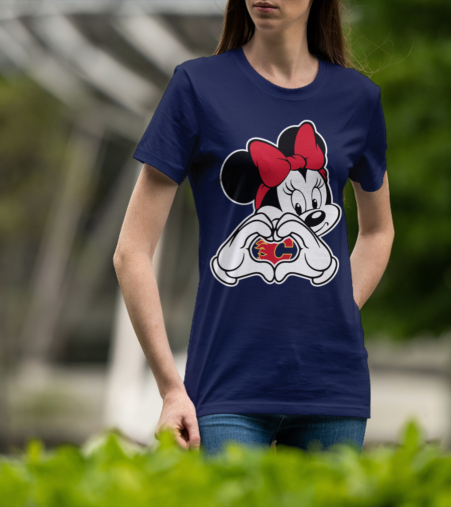 Minnie Heart Hands Calgary Flames T-Shirt