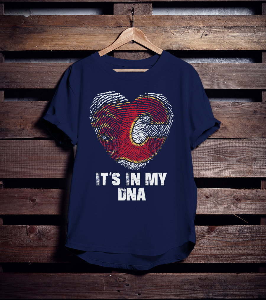 Calgary Flames Heart It's In My Dna Fingerprint T-Shirt