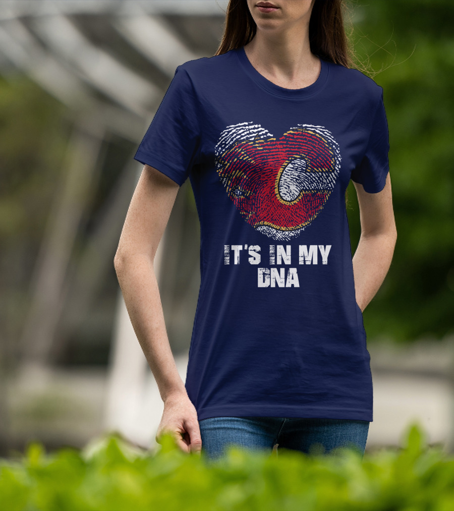 Calgary Flames Heart It's In My Dna Fingerprint T-Shirt