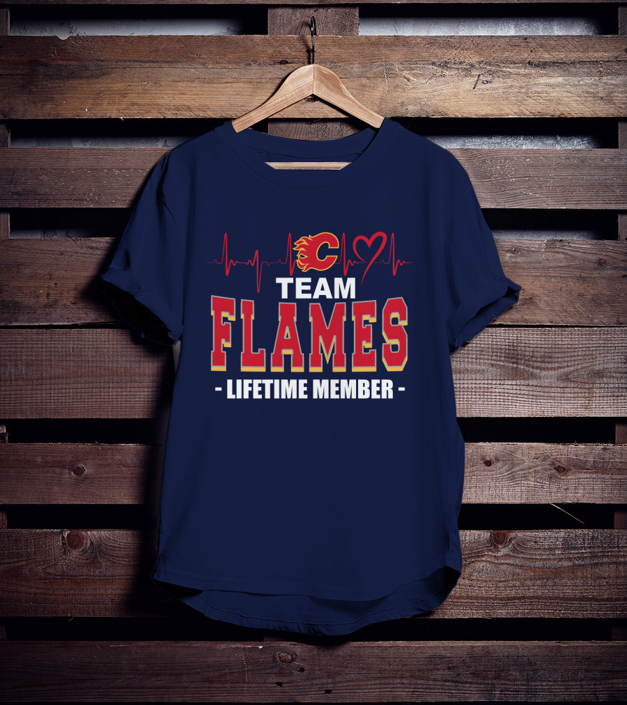 Team Calgary Flames Lifetime Member Heartbeat T-Shirt