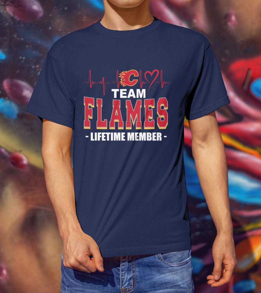 Team Calgary Flames Lifetime Member Heartbeat T-Shirt