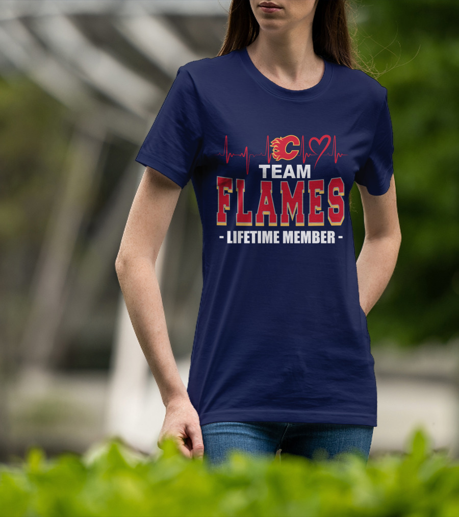 Team Calgary Flames Lifetime Member Heartbeat T-Shirt
