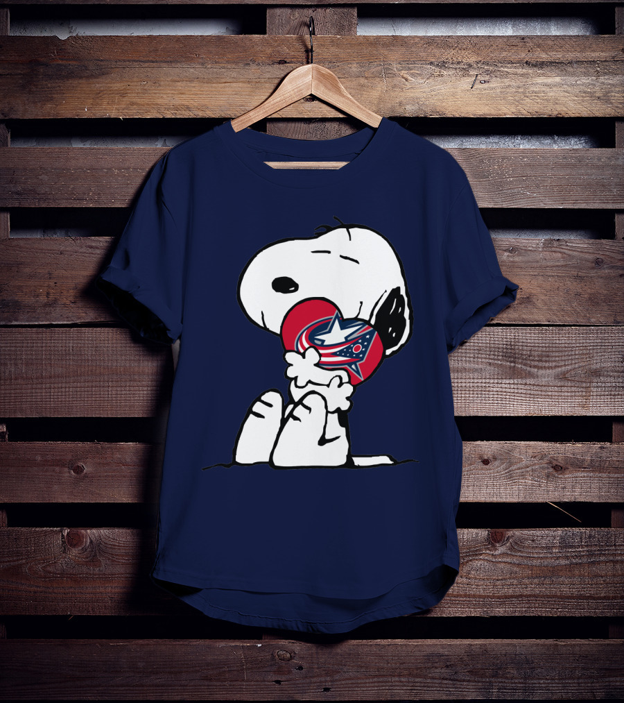 Snoopy Columbus Blue Jackets Nhl Logo Hug T-Shirt
