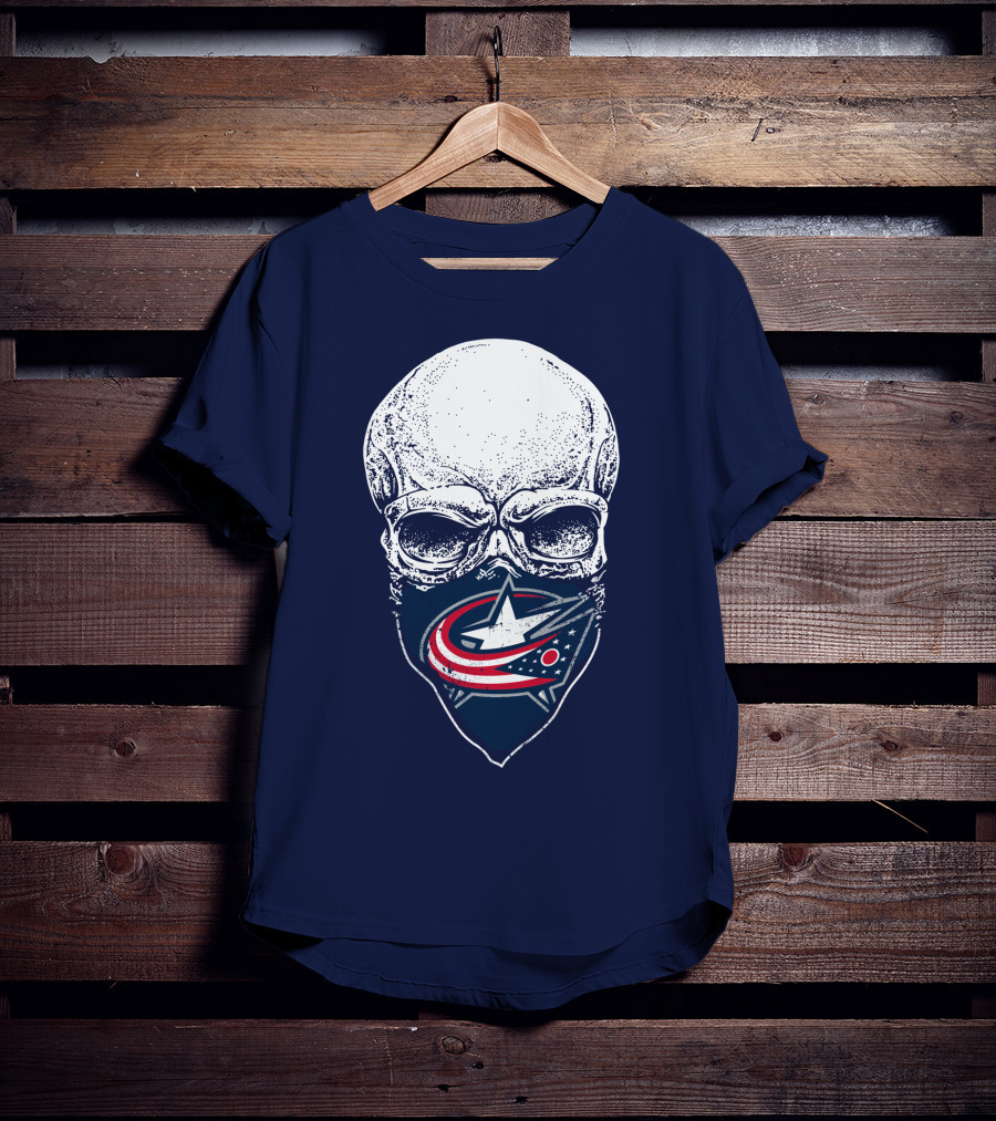 Columbus Blue Jackets Skull Bandana T-Shirt