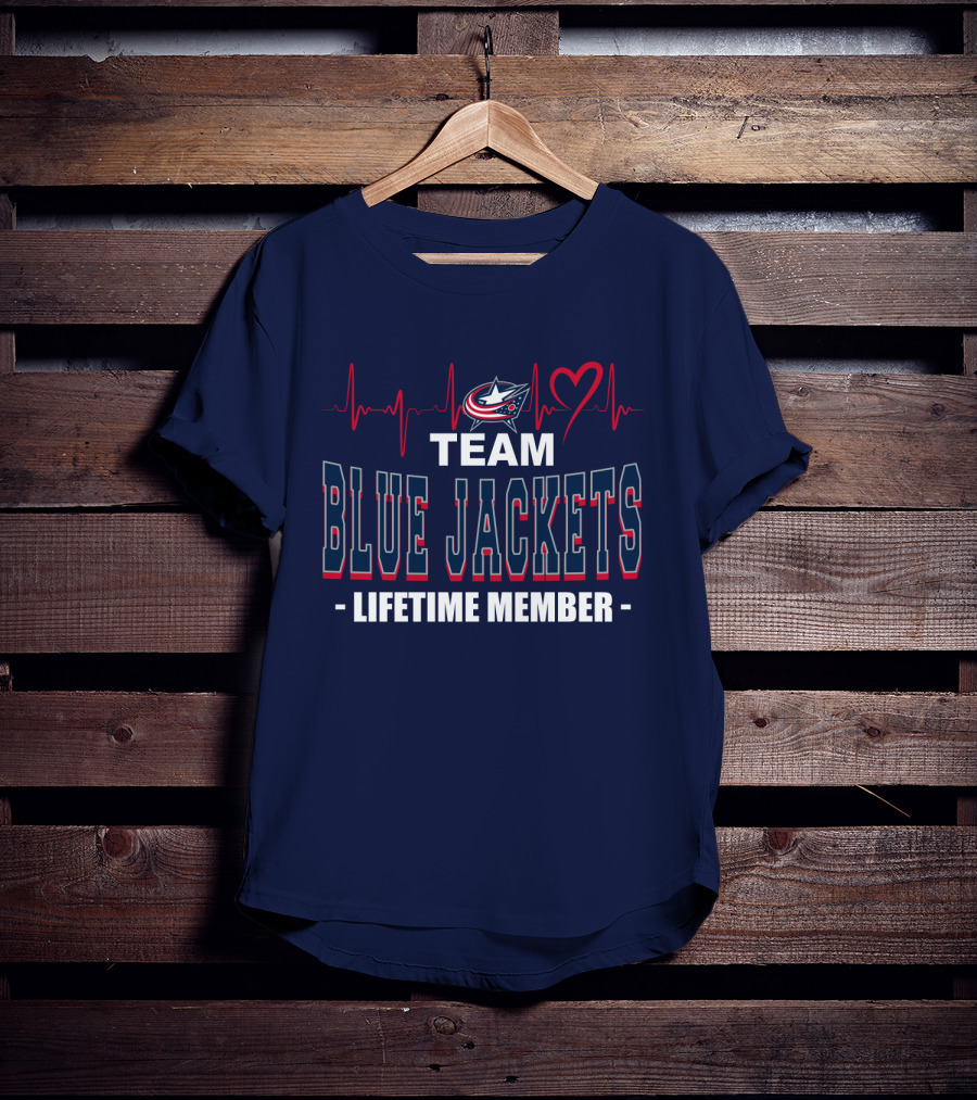 Team Blue Jackets Lifetime Member Heartbeat T-Shirt