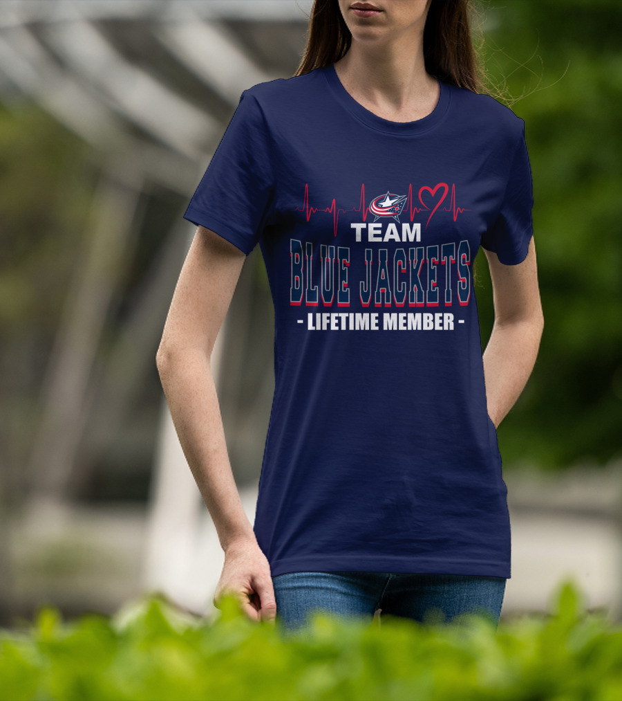 Team Blue Jackets Lifetime Member Heartbeat T-Shirt