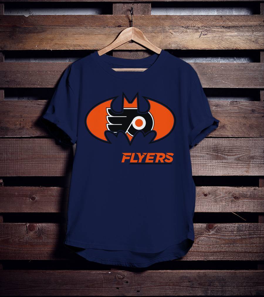 Philadelphia Flyers Batman Logo Crossover T-Shirt