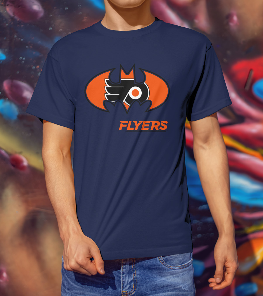 Philadelphia Flyers Batman Logo Crossover T-Shirt