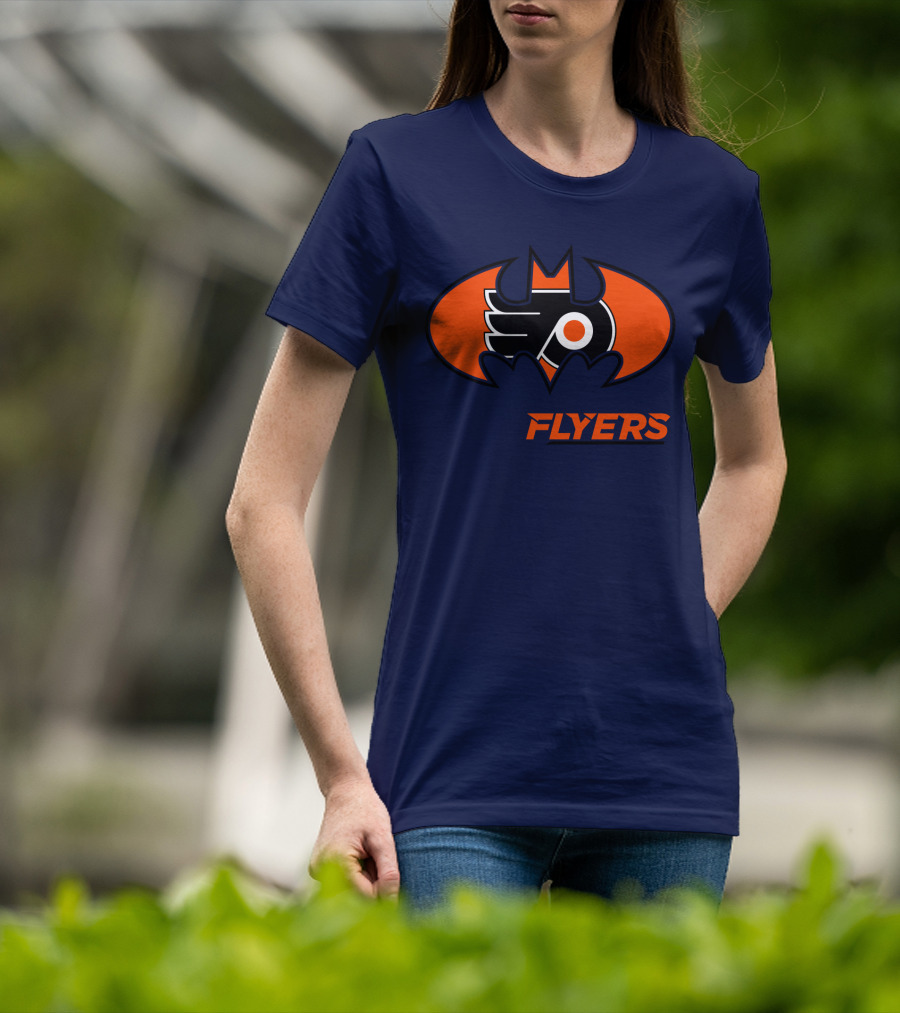 Philadelphia Flyers Batman Logo Crossover T-Shirt