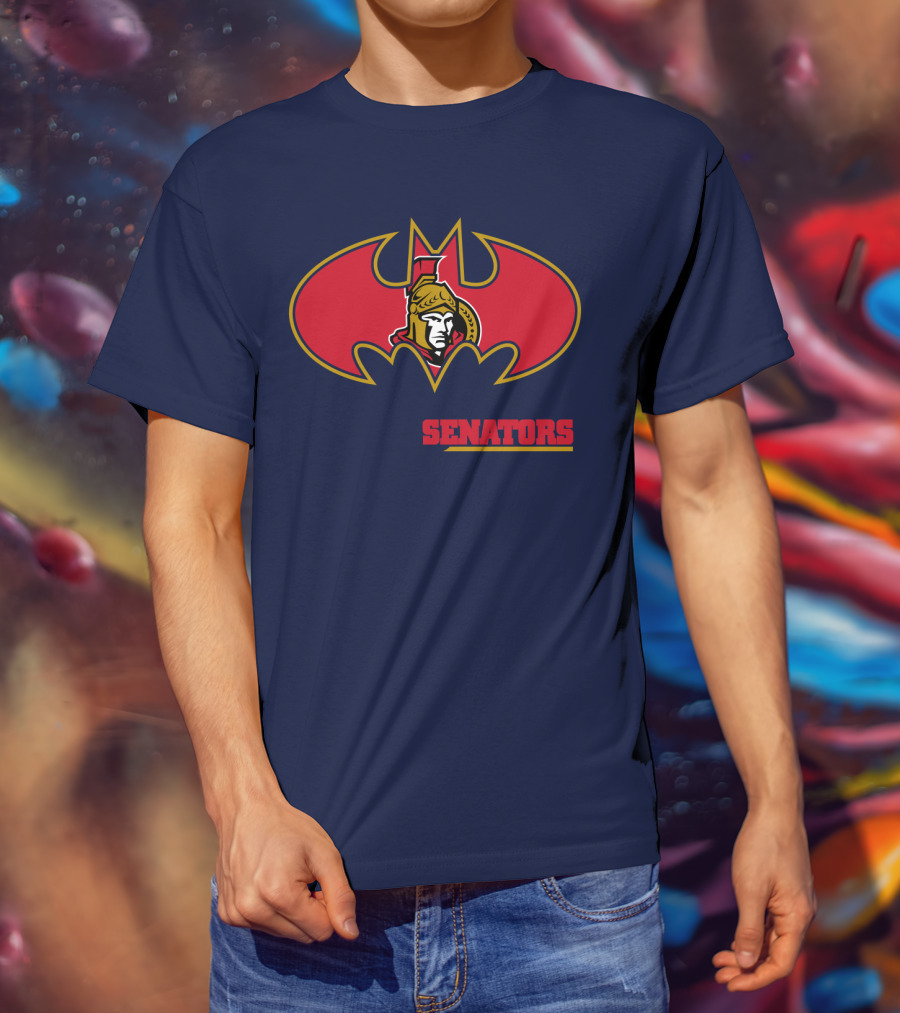 Senators Bat Symbol With Ottawa Senators T-Shirt