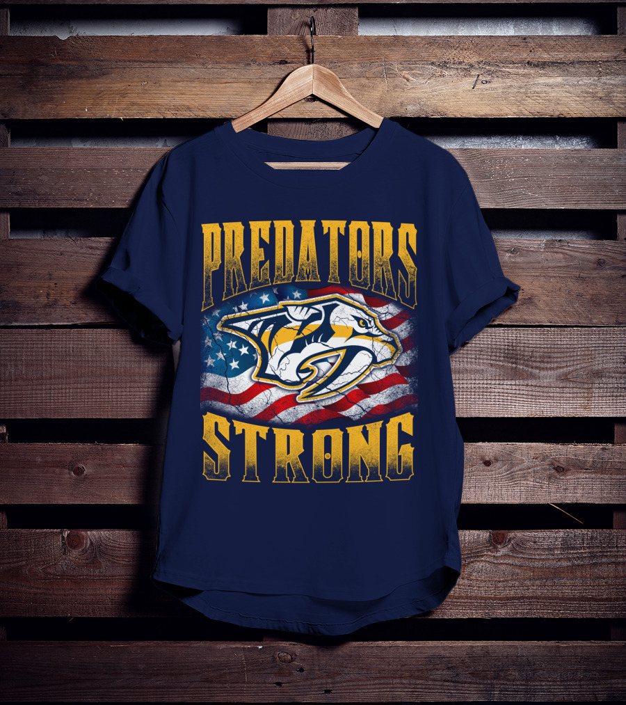 Predators Strong American Flag Nashville Predators T-Shirt