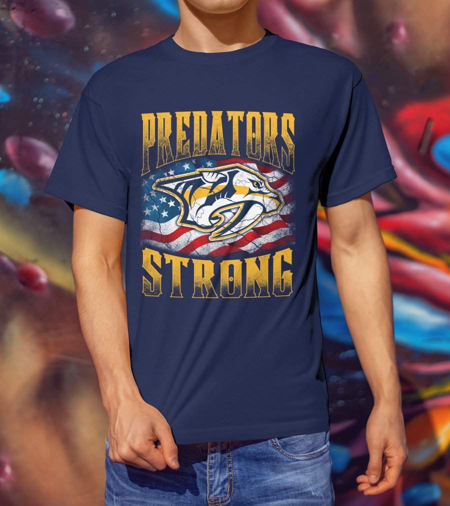 Predators Strong American Flag Nashville Predators T-Shirt