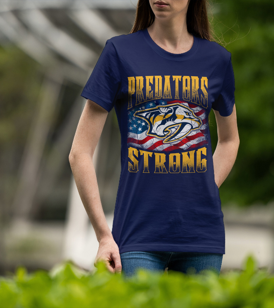 Predators Strong American Flag Nashville Predators T-Shirt