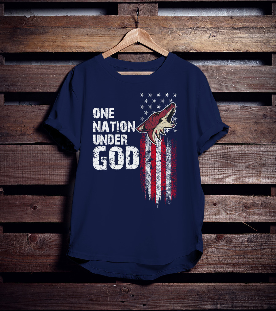 One Nation Under God Arizona Coyotes Usa Flag T-Shirt