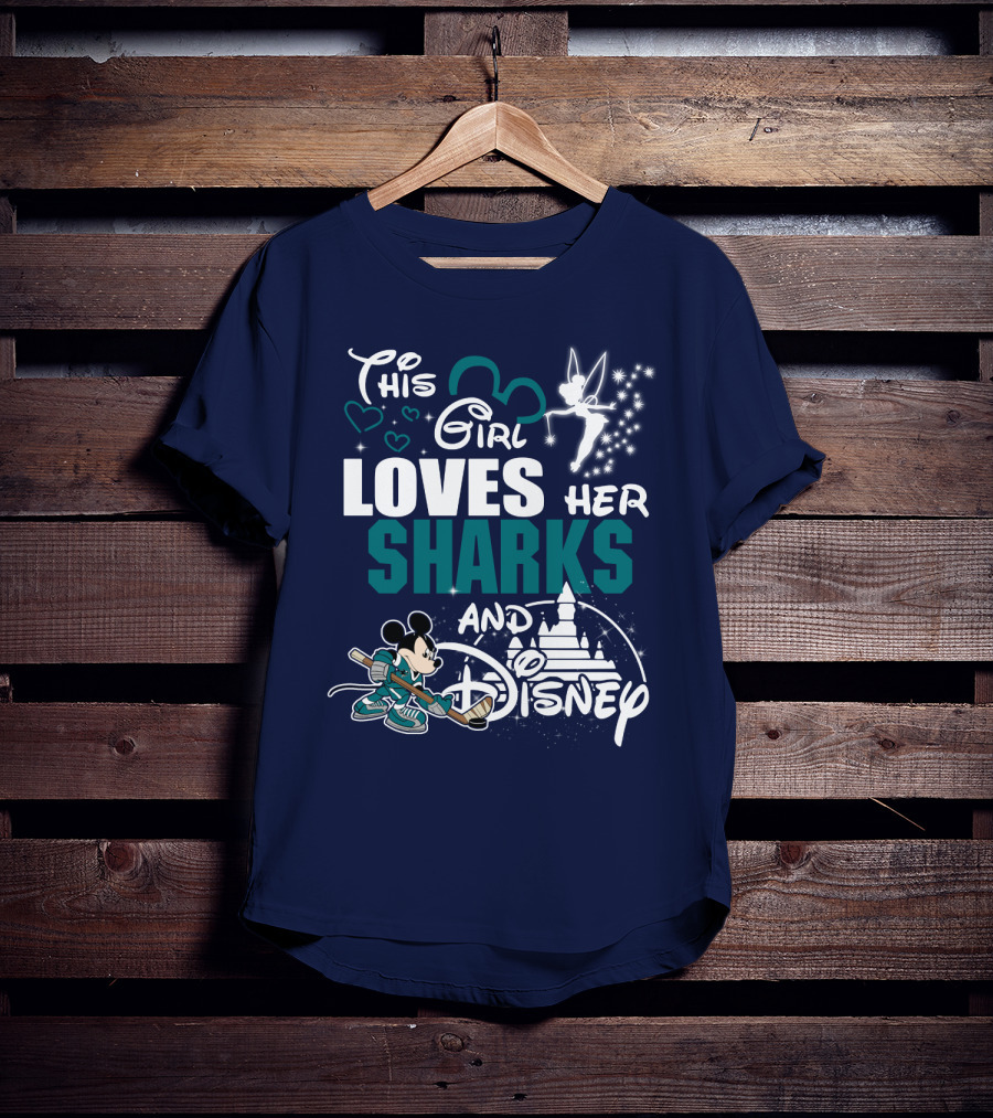 This Girl Loves Her Sharks And Disney T-Shirt
