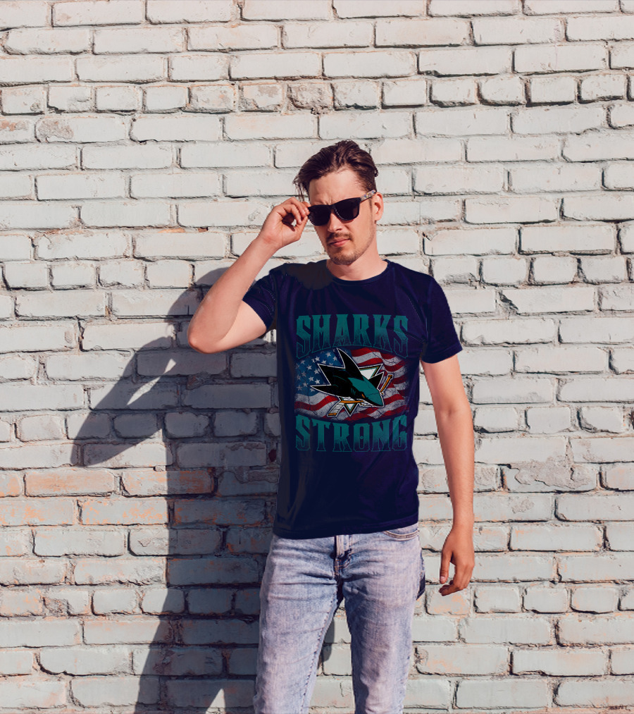 Sharks Strong American Flag San Jose Sharks T-Shirt
