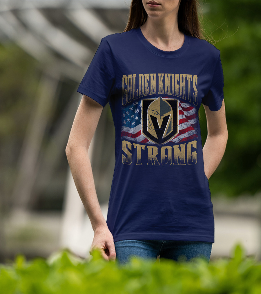 Golden Knights Strong American Flag T-Shirt