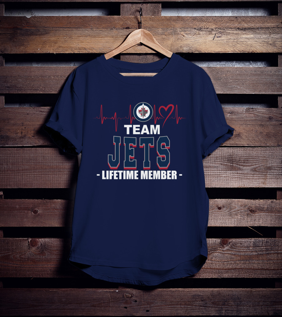 Team Jets Lifetime Member Winnipeg Jets Heartbeat T-Shirt