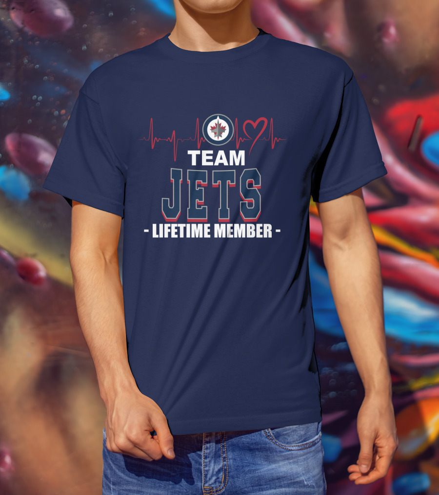Team Jets Lifetime Member Winnipeg Jets Heartbeat T-Shirt