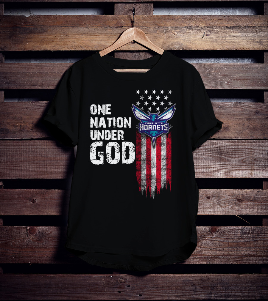 One Nation Under God Charlotte Hornets Stars Stripes T-Shirt