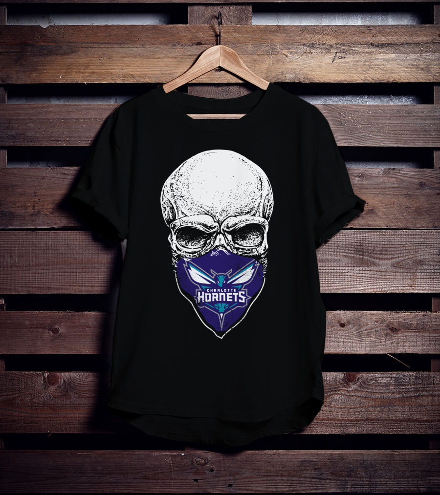 Charlotte Hornets Skull Mask T-Shirt