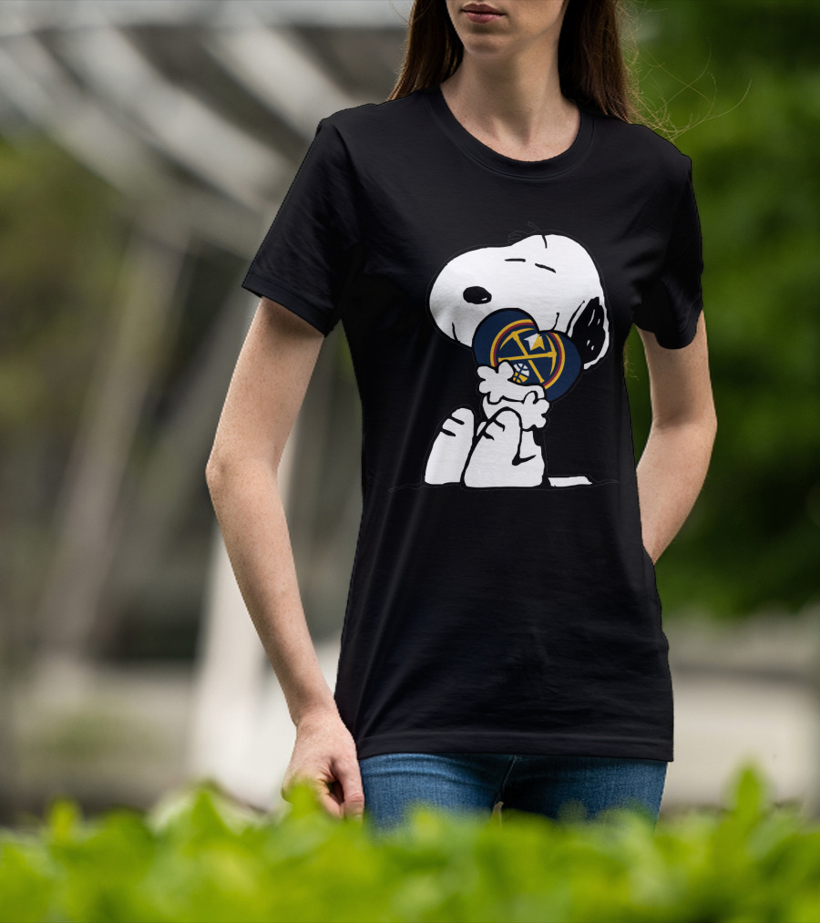 Denver Nuggets Snoopy Hugging Basketball T-Shirt