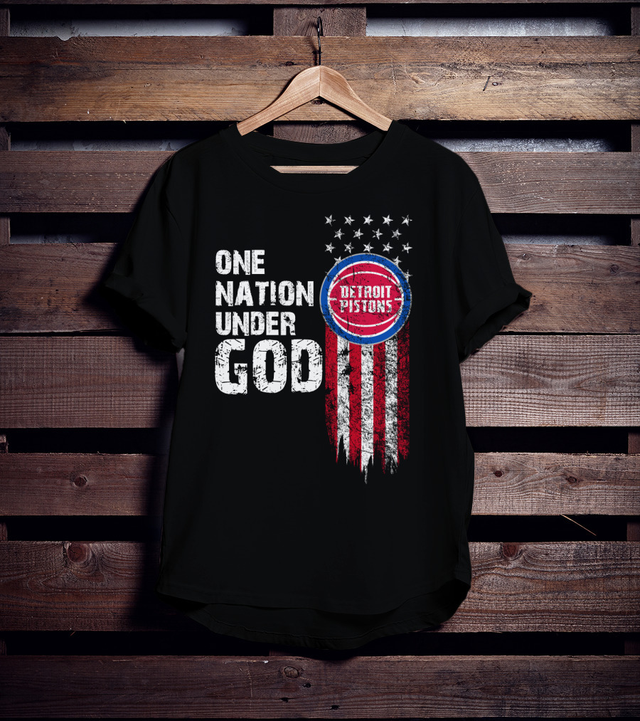 One Nation Under God Detroit Pistons Stars And Stripes T-Shirt