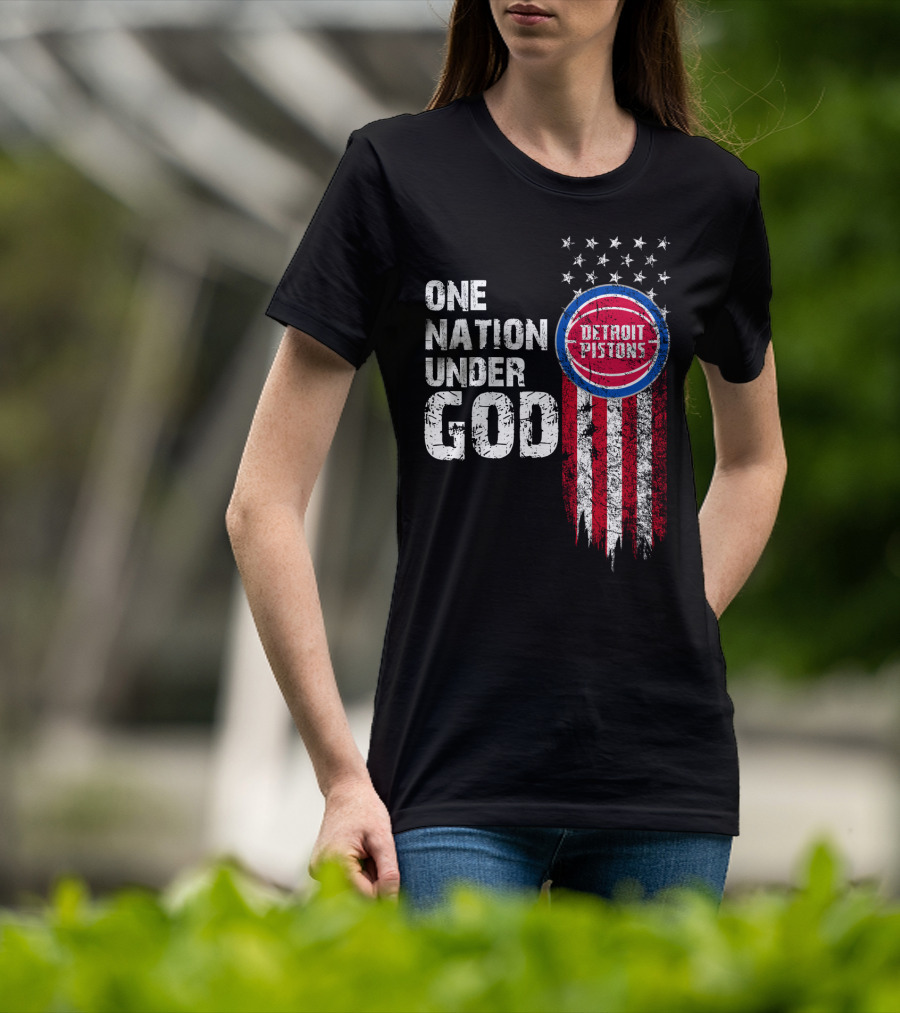 One Nation Under God Detroit Pistons Stars And Stripes T-Shirt