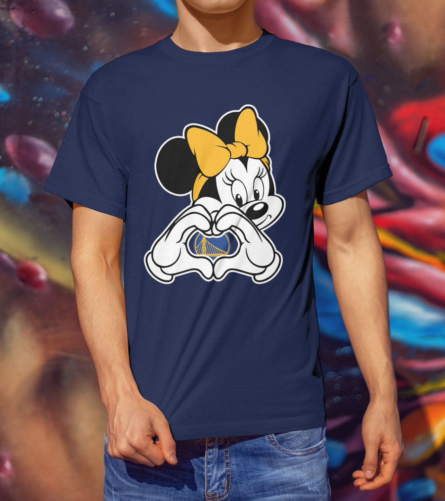 Golden State Warriors Heart Hands Minnie Mouse T-Shirt