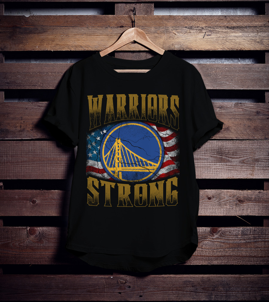 Warriors Strong Golden State American Flag Bridge T-Shirt