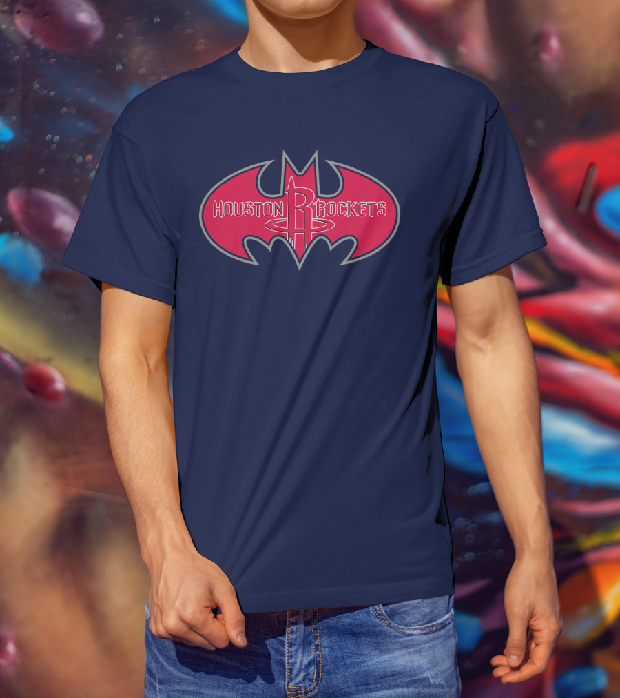 Houston Rockets Batman Logo Red Bat Symbol T-Shirt