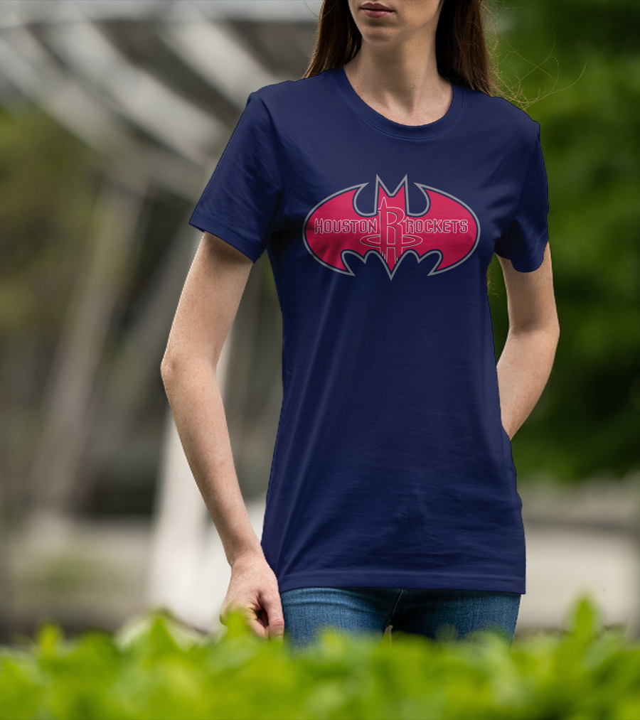 Houston Rockets Batman Logo Red Bat Symbol T-Shirt