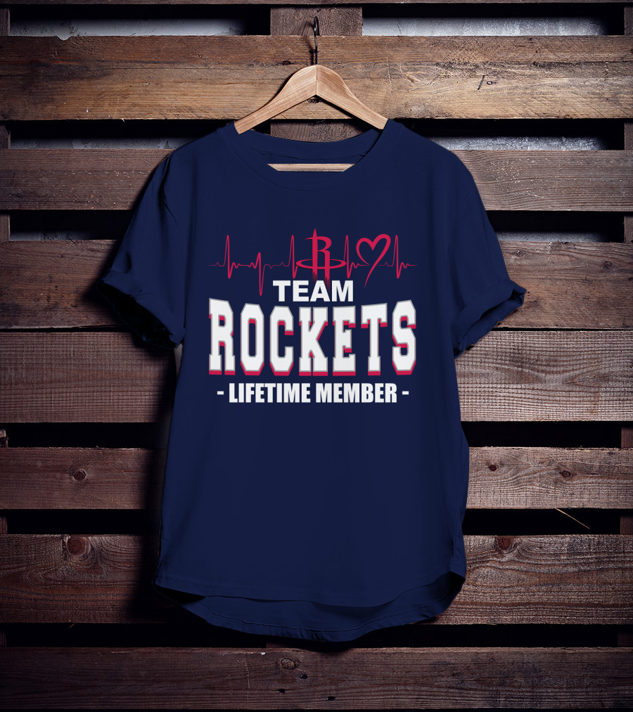 Team Rockets Lifetime Member Heartbeat Houston Rockets T-Shirt
