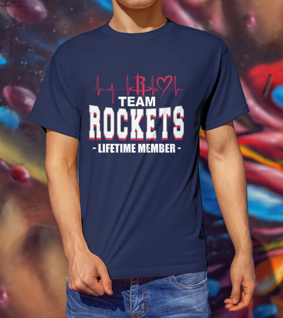 Team Rockets Lifetime Member Heartbeat Houston Rockets T-Shirt