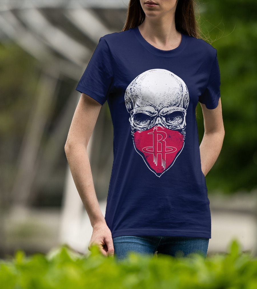 Houston Rockets Skull Logo Face Mask T-Shirt