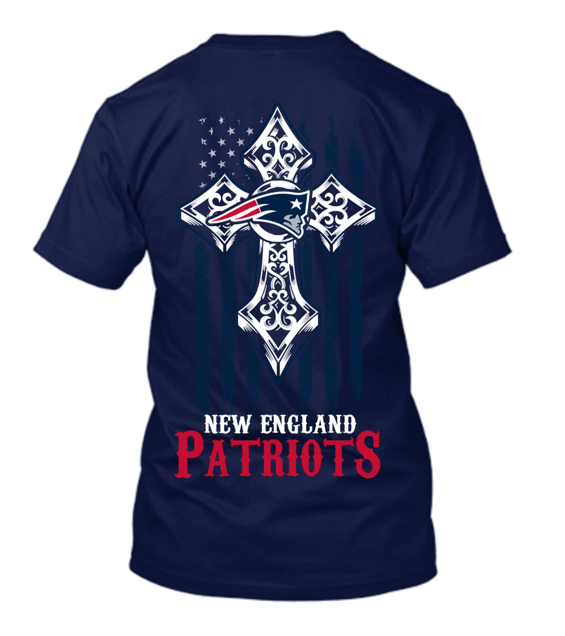 New England Patriots American Flag Cross T-Shirt