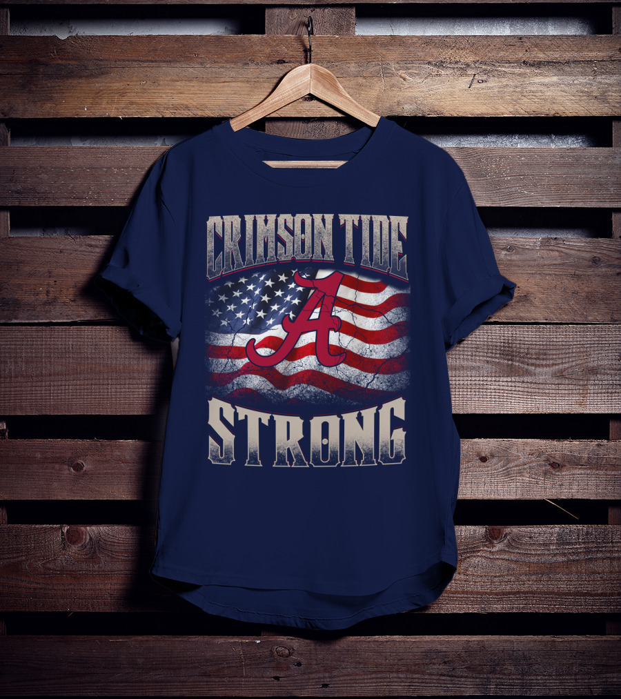 Crimson Tide Strong A American Flag T-Shirt