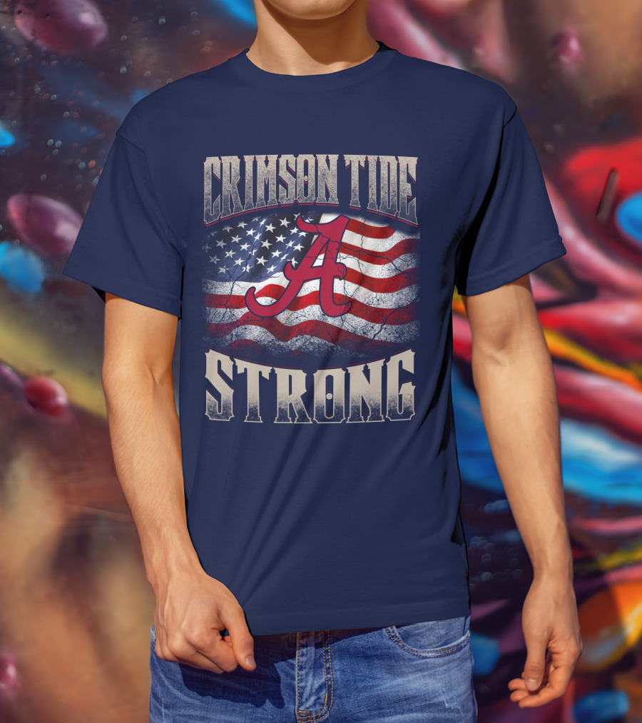 Crimson Tide Strong A American Flag T-Shirt