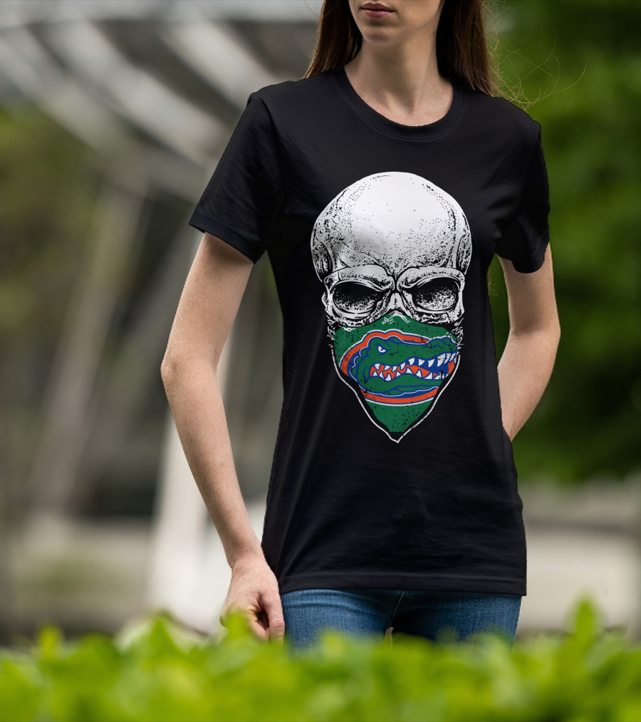 Florida Gators Skull With Team Logo Bandana T-Shirt