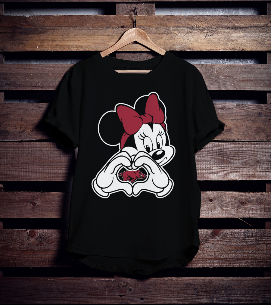 Minnie Mouse Heart Hands Arkansas Razorbacks T-Shirt
