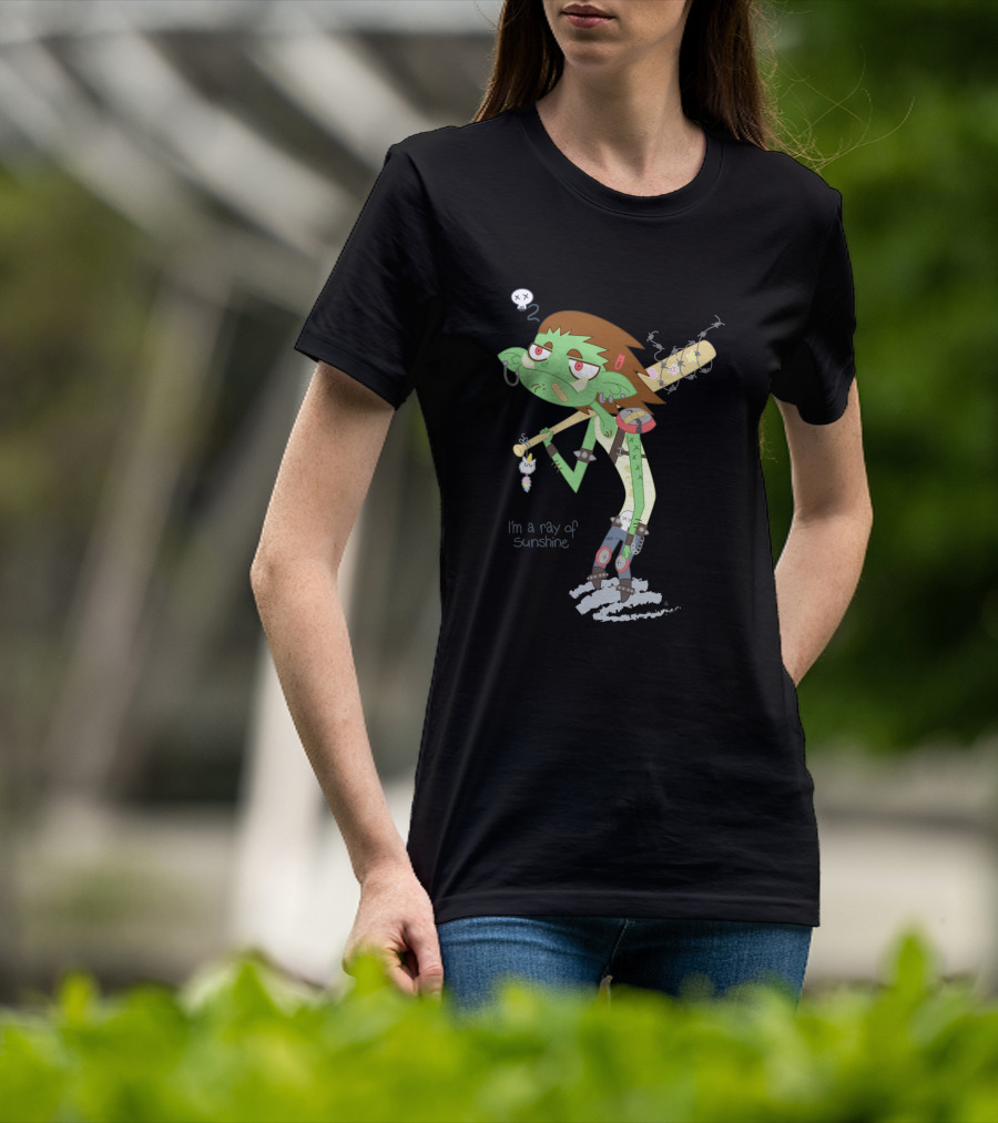 I'm A Ray Of Sunshine Happy Green Fellow Baseball Bat Cartoon Character T-Shirt