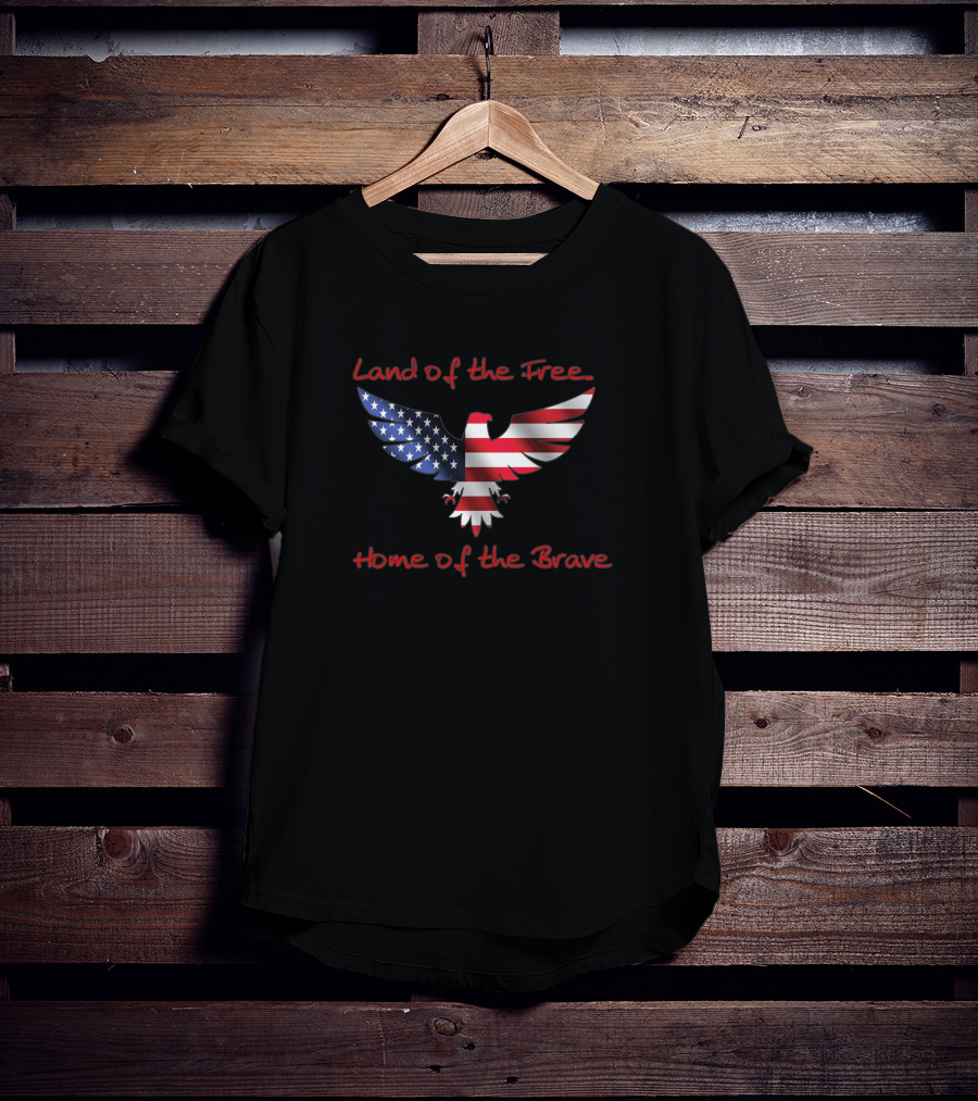 Land Of The Free Home Of The Brave American Flag Eagle 132336 T-Shirt