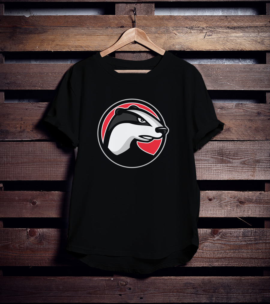 Badger Head Circle Mascot 1018637 Red And Black T-Shirt
