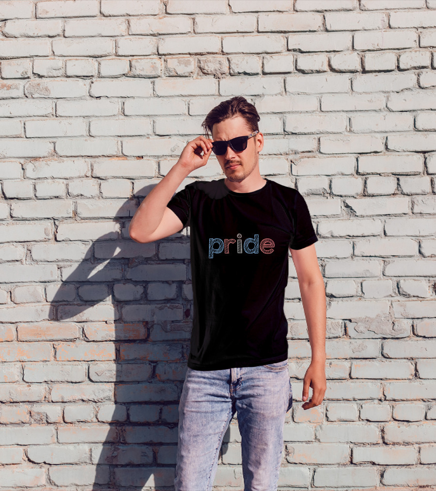 Pride Rainbow Striped Letters T-Shirt
